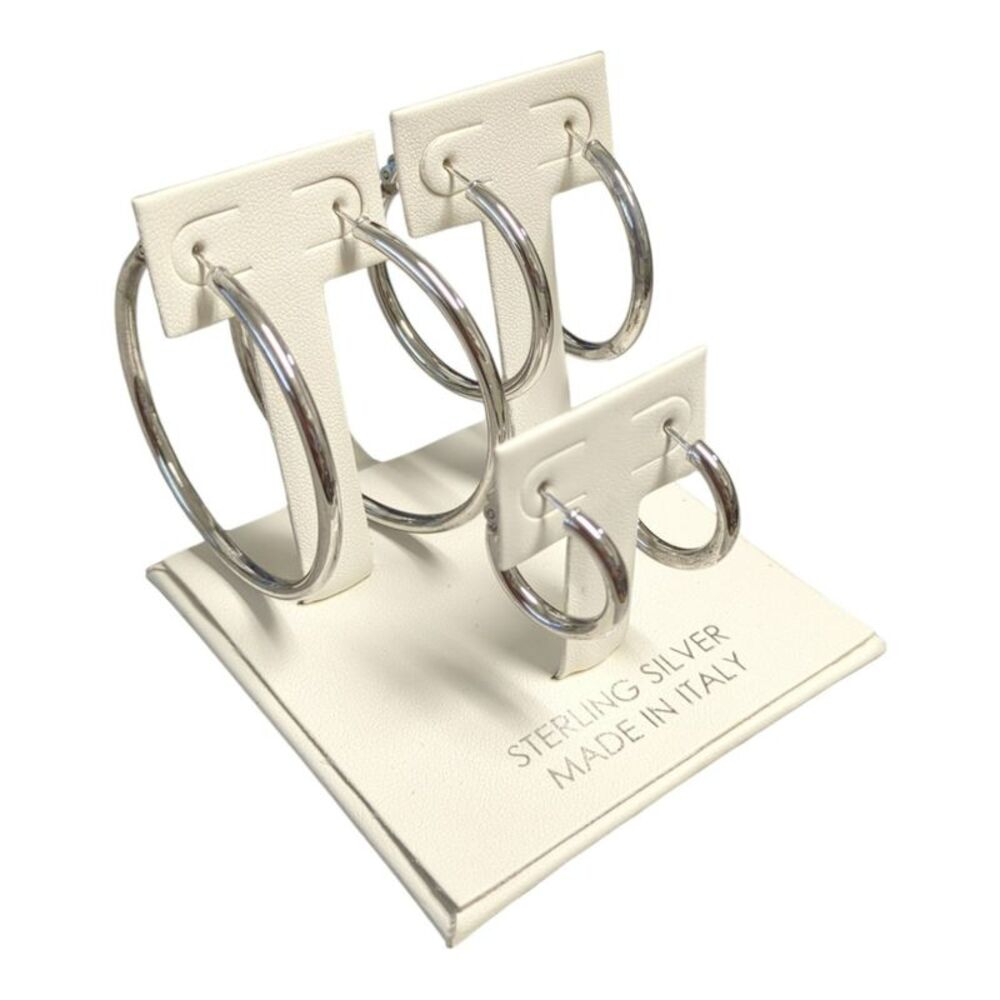 Italian Sterling Silver Hoop Earring Set, 3pc, Polished